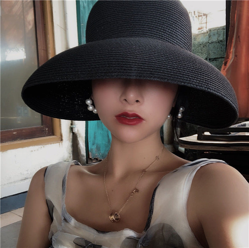 Retro French Large Brim Sunshade Straw Hat