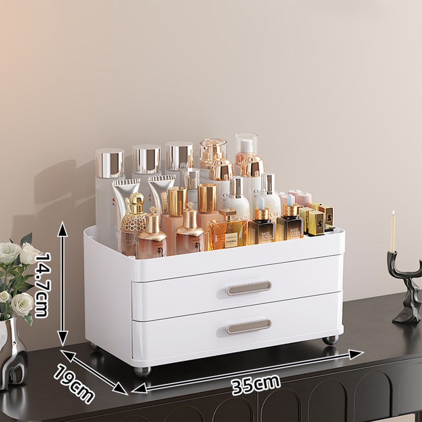 4-Tier Makeup Organizer with 2 Drawers – Versatile Bathroom & Vanity Storage for Skincare