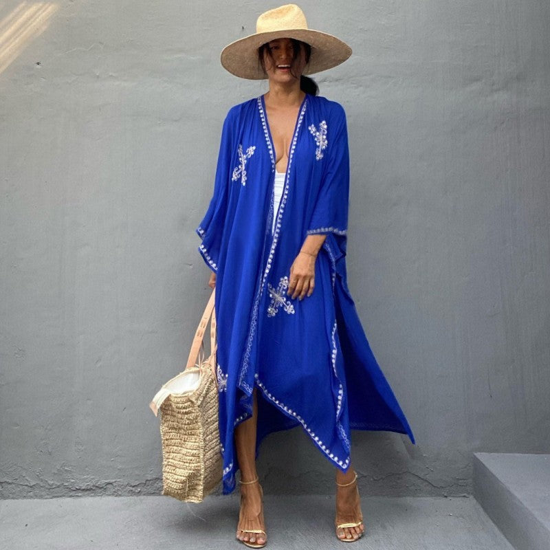Embroidered Sun Protection Cardigan Beach Cover Up