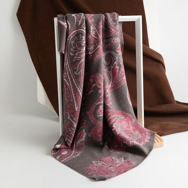 Ethnic Style Paisley Printing Artificial Cashmere Scarf