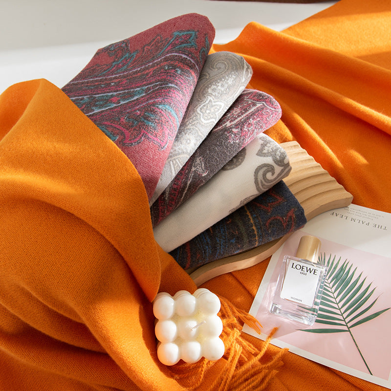 Ethnic Style Paisley Printing Artificial Cashmere Scarf