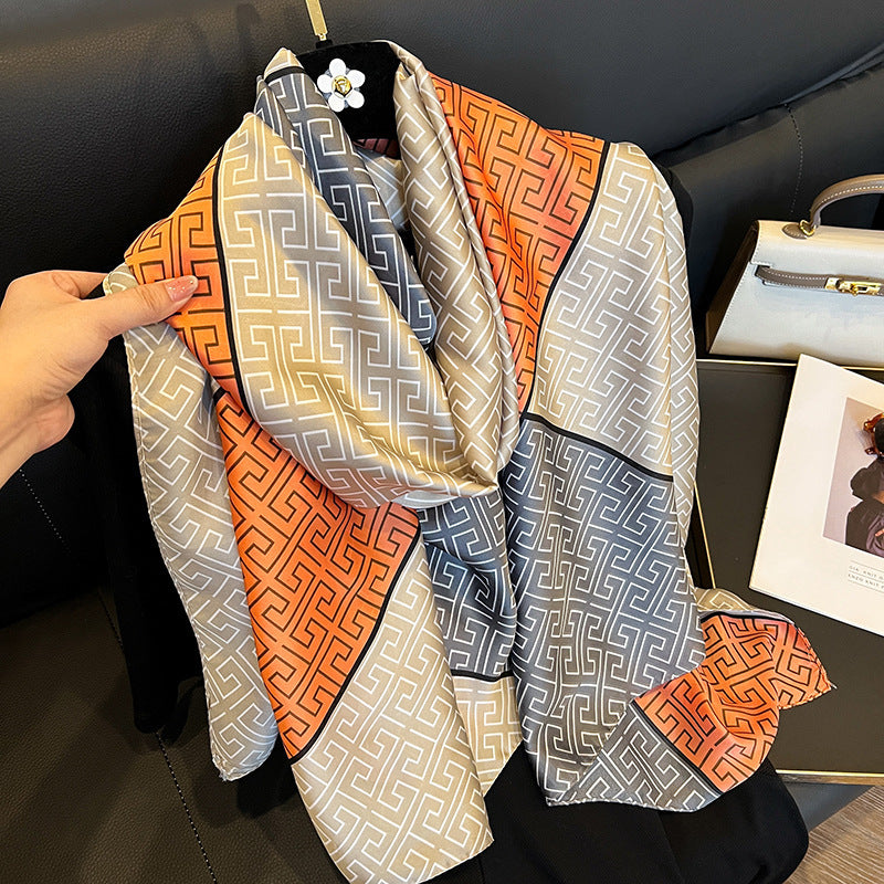 Elegant Silk Scarf Spring And Summer Sun Protection