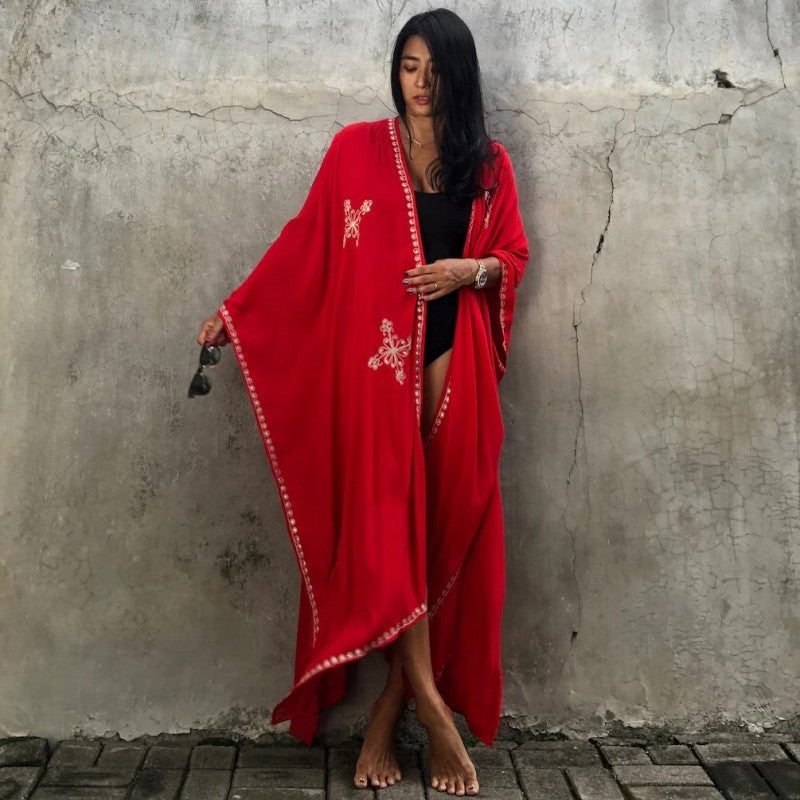 Embroidered Sun Protection Cardigan Beach Cover Up