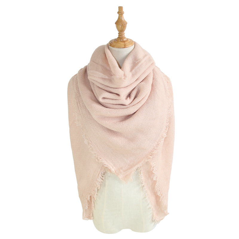 Women's Shawl With Square  And LongSolid Color Scarf