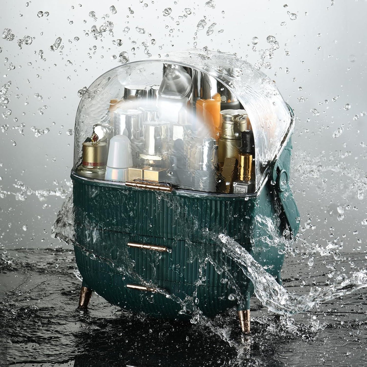 Makeup & Skincare Organizer with 2 Drawers – Transparent Cover, Large Capacity, and Elegant Design