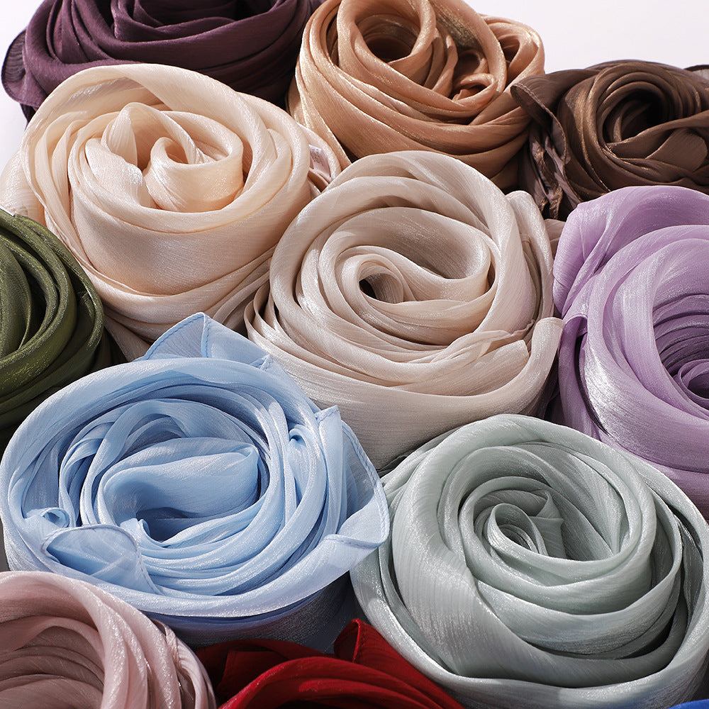 Breathable Cool Island Satin Smooth Silk Scarf