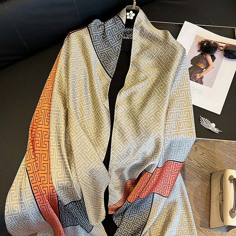 Elegant Silk Scarf Spring And Summer Sun Protection