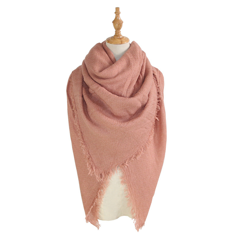 Women's Shawl With Square  And LongSolid Color Scarf