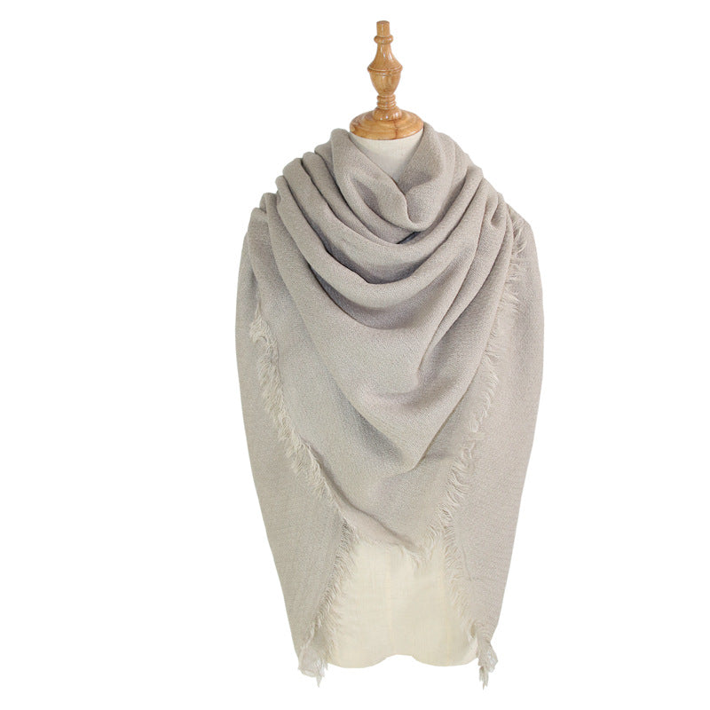Women's Shawl With Square  And LongSolid Color Scarf