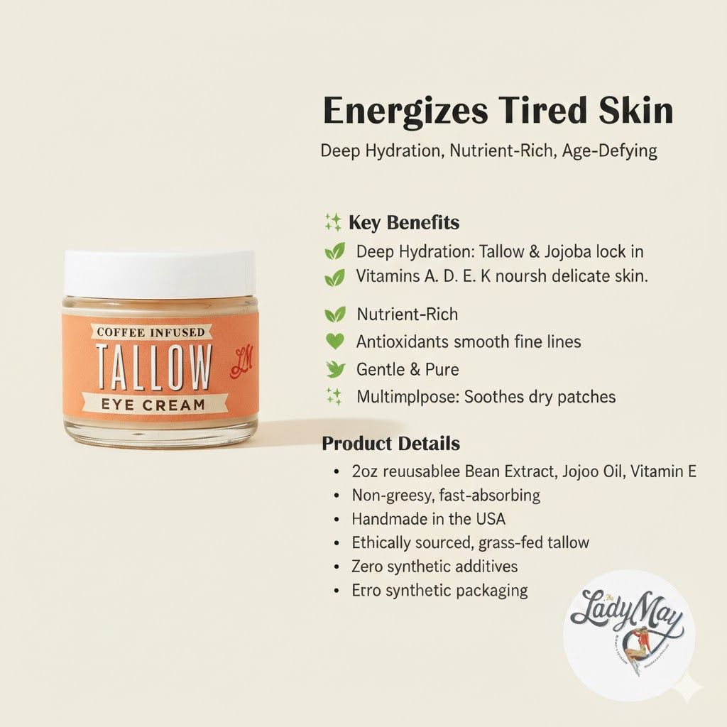 Lady May Coffee-Infused Tallow Eye Cream – Brighten, Firm & Revitalize Naturally